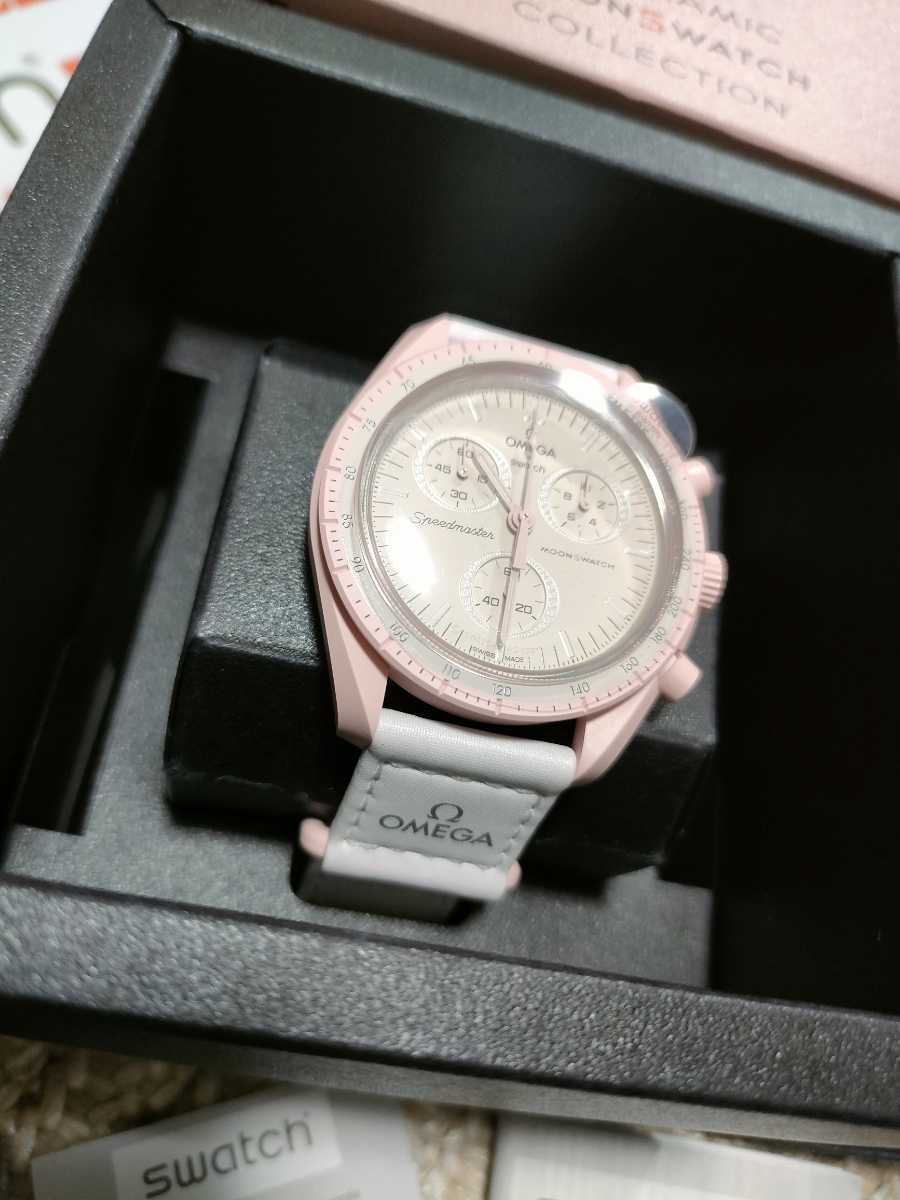 新品 未使用 SWATCH OMEGA コラボ ピンク ホワイト スウォッチ オメガ