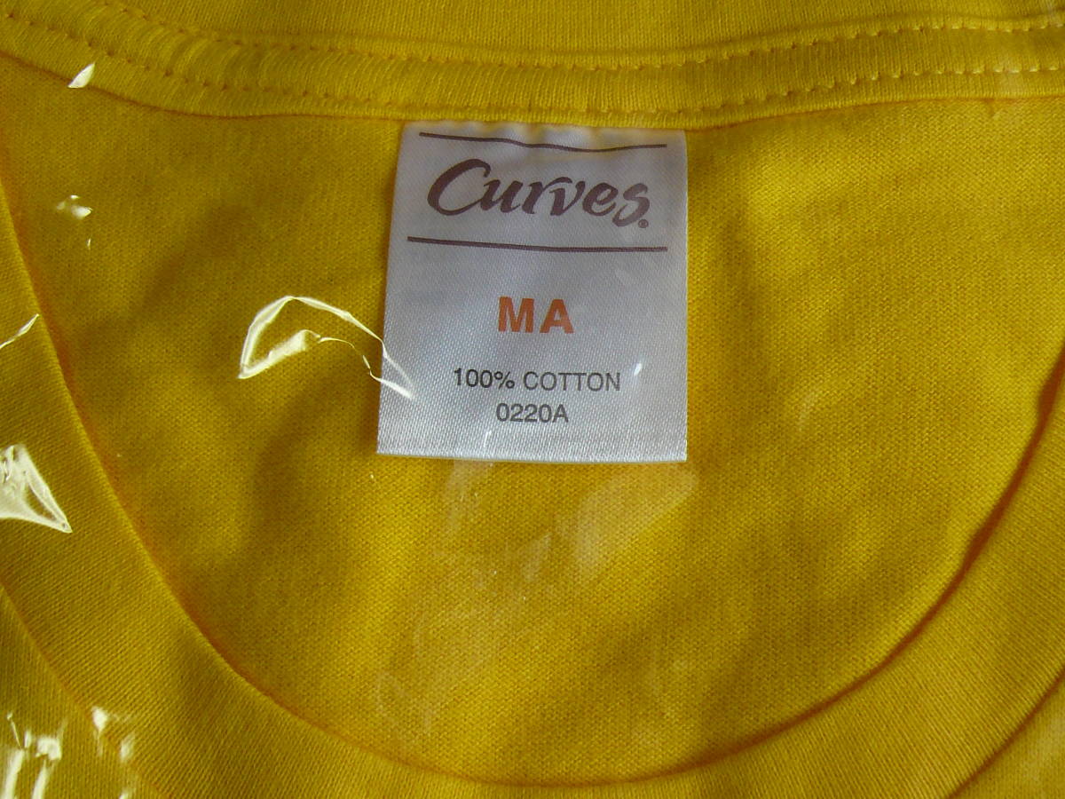 　Curves(カーブス)　Tシャツ サイズ MA　100% COTTON 綿　黄 イエロー　ツモリチサトポーチ付　_画像2