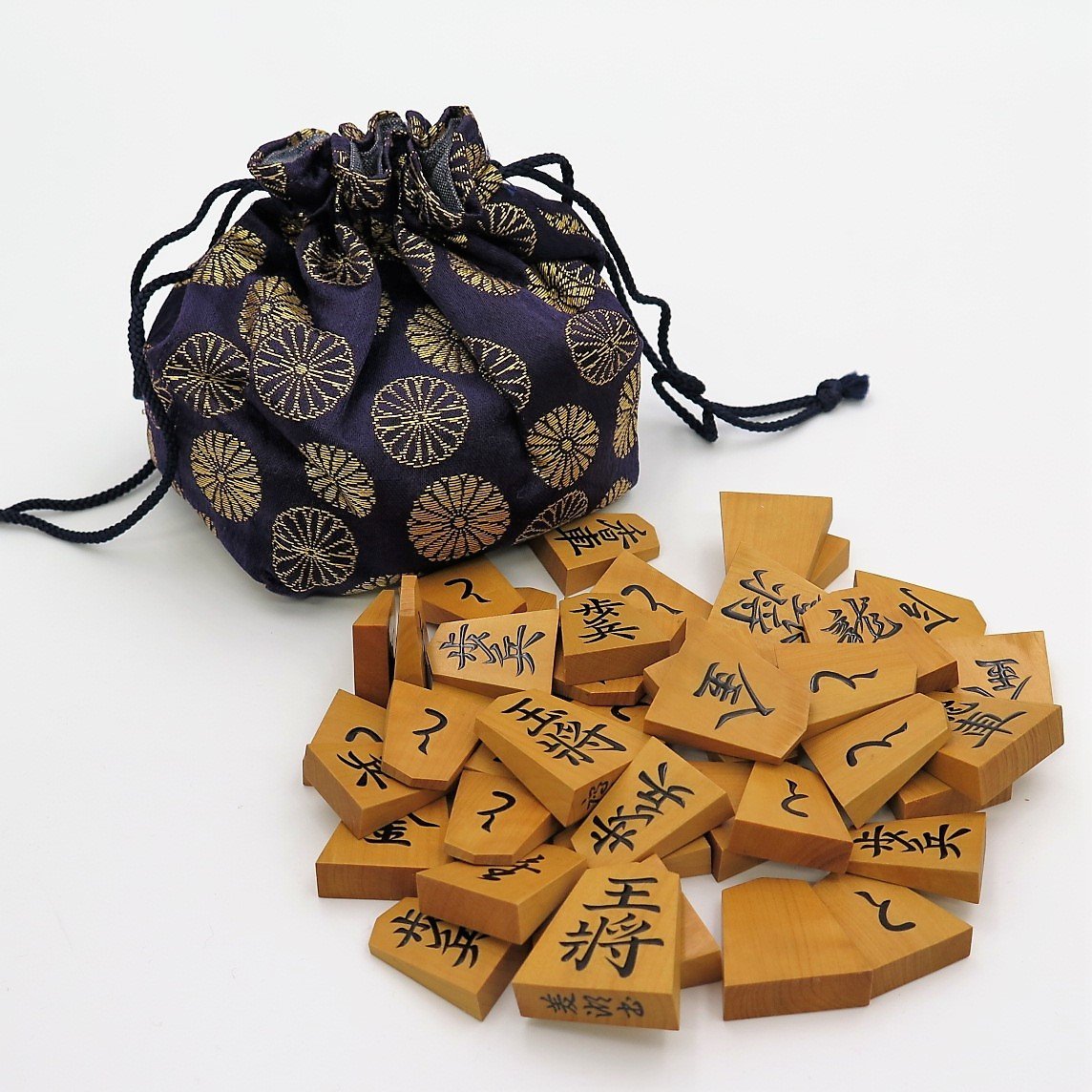 1円~ 鷹山作将棋駒/盛り上げ駒菱湖書袋付y170-1795552【Y商品】-將棋