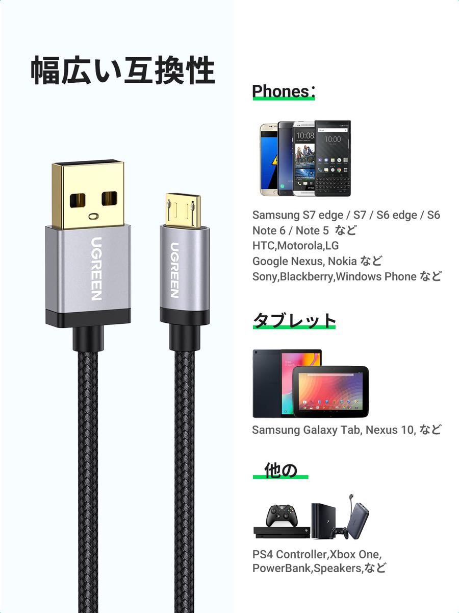 【未検品】Micro USB ケーブル 急速充電 android ケーブル AA1061 高速データ転送 ナイロン編組み 10000回+の曲折テスト Xperia_画像6