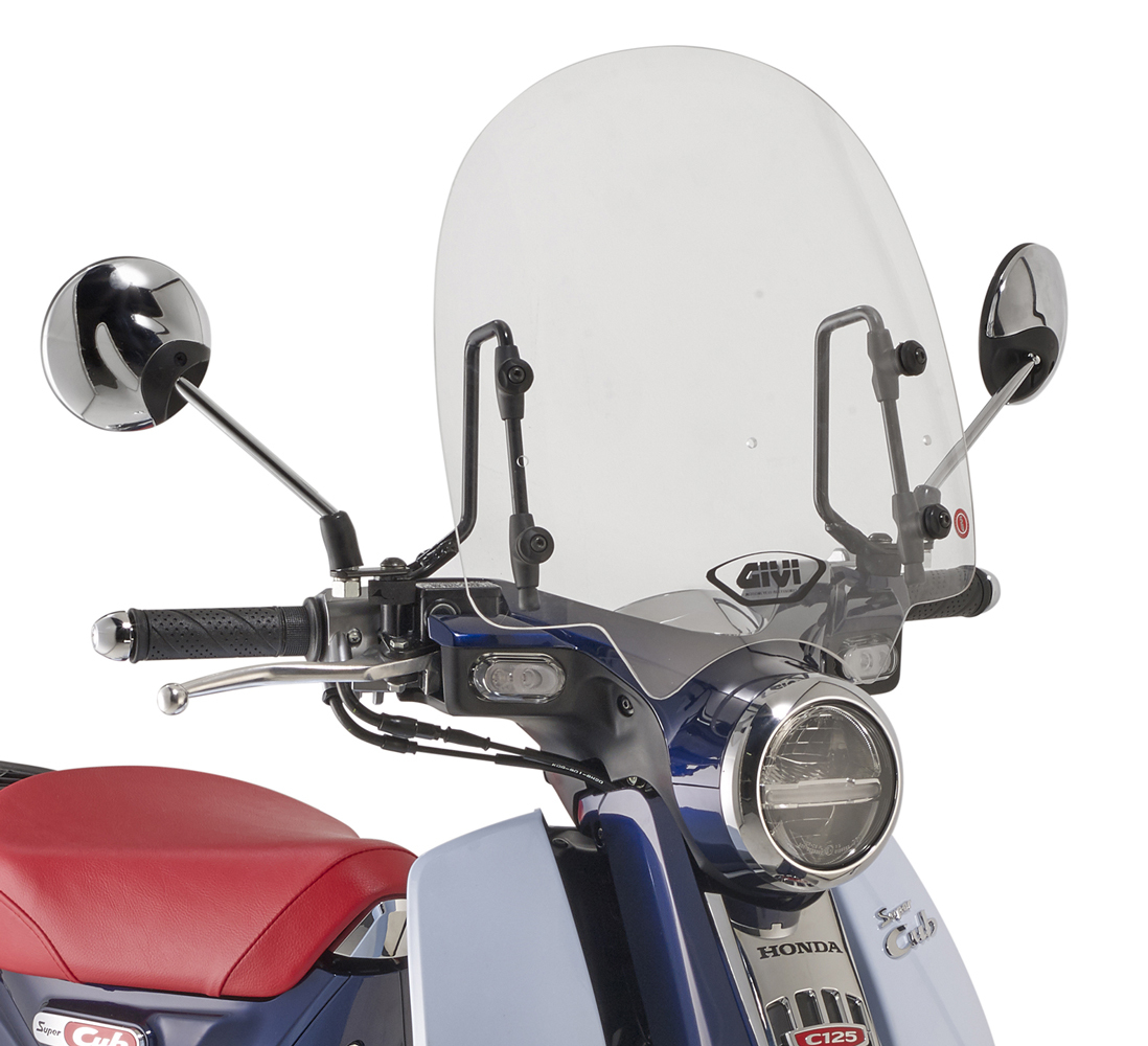 【送料無料】GIVI(ジビ)Honda Super Cub C125 ウィンドスクリーン クリア【1168A】+ 専用取付ステーKIT【A1168A】スーパーカブC125 _画像1