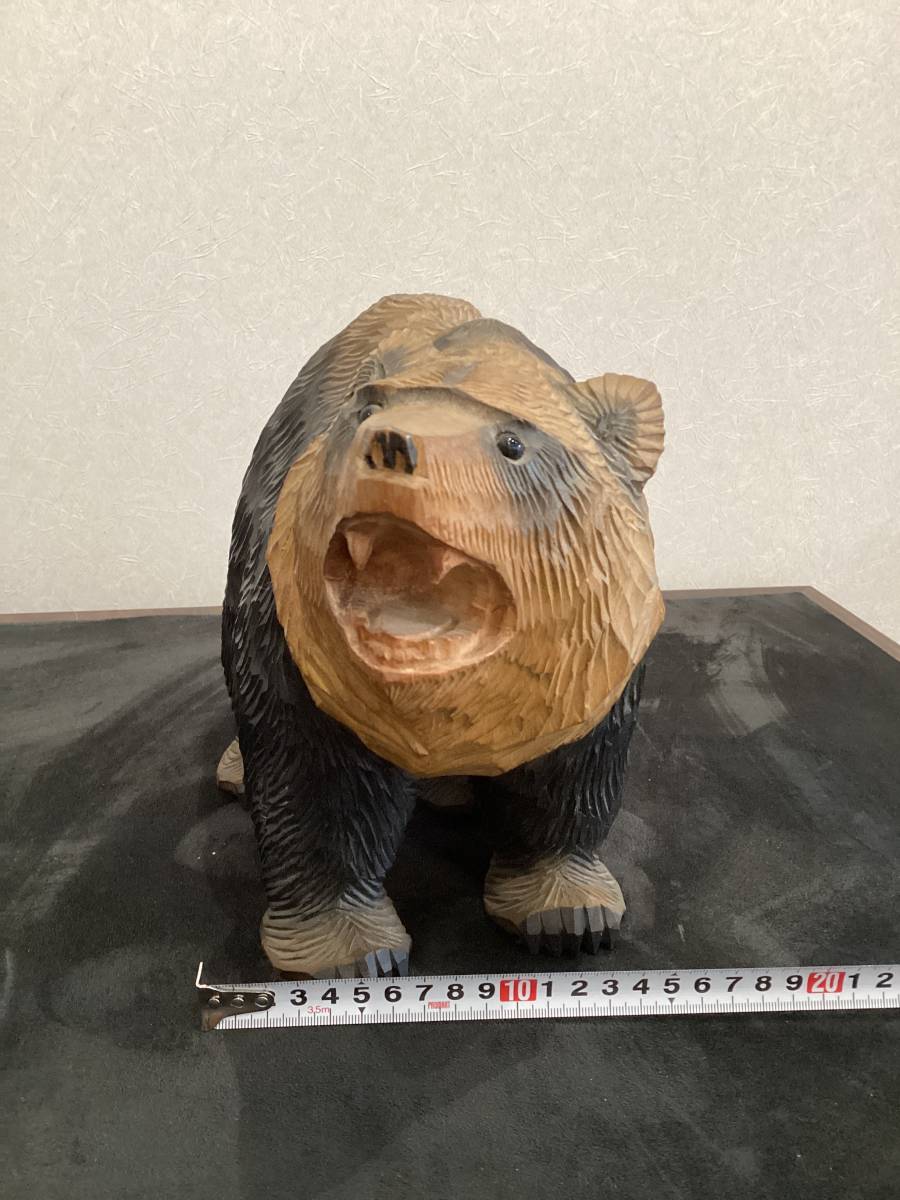 （No.1470）引間　次郎（木歩）　木彫り熊　農民美術　くま　高さ約22㎝　重量約2.3kg　北海道 八雲　木塊　木工　工芸品　　_画像3