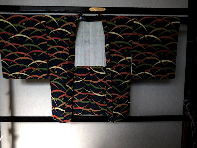 14235－1）羽織　濃紺露芝文　　身丈72cm　袖丈44cm　裄63,5cm