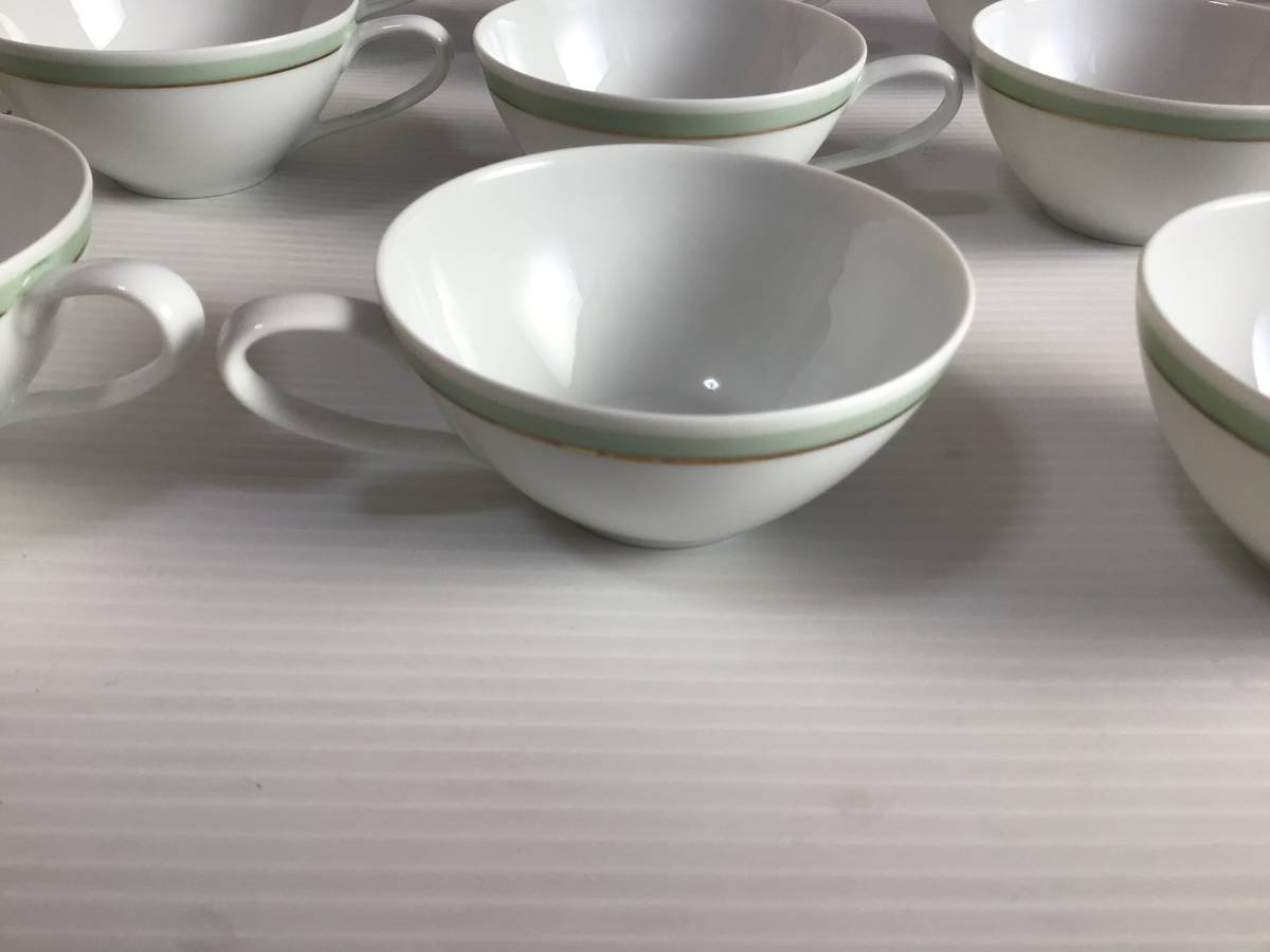 C637 まとめて！大量！！　Noritake/ノリタケ　ティーカップ　カップのみ　20客　ホワイト　ゴールドライン　グリーン　シンプル_画像6