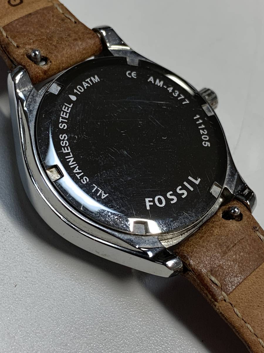 A733 наручные часы FOSSIL/ Fossil AM-4377 111205 раунд кожаный ремень аналог кварц Date лицо : примерно диаметр 3.