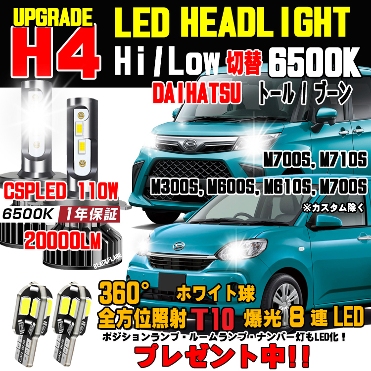 ダイハツ トール / ブーン ハロゲンからの明るさ300％アップ！新型CSP LEDヘッドライトバルブ 20000ルメーン 車検対応 Hi/Lo 保証付_画像1