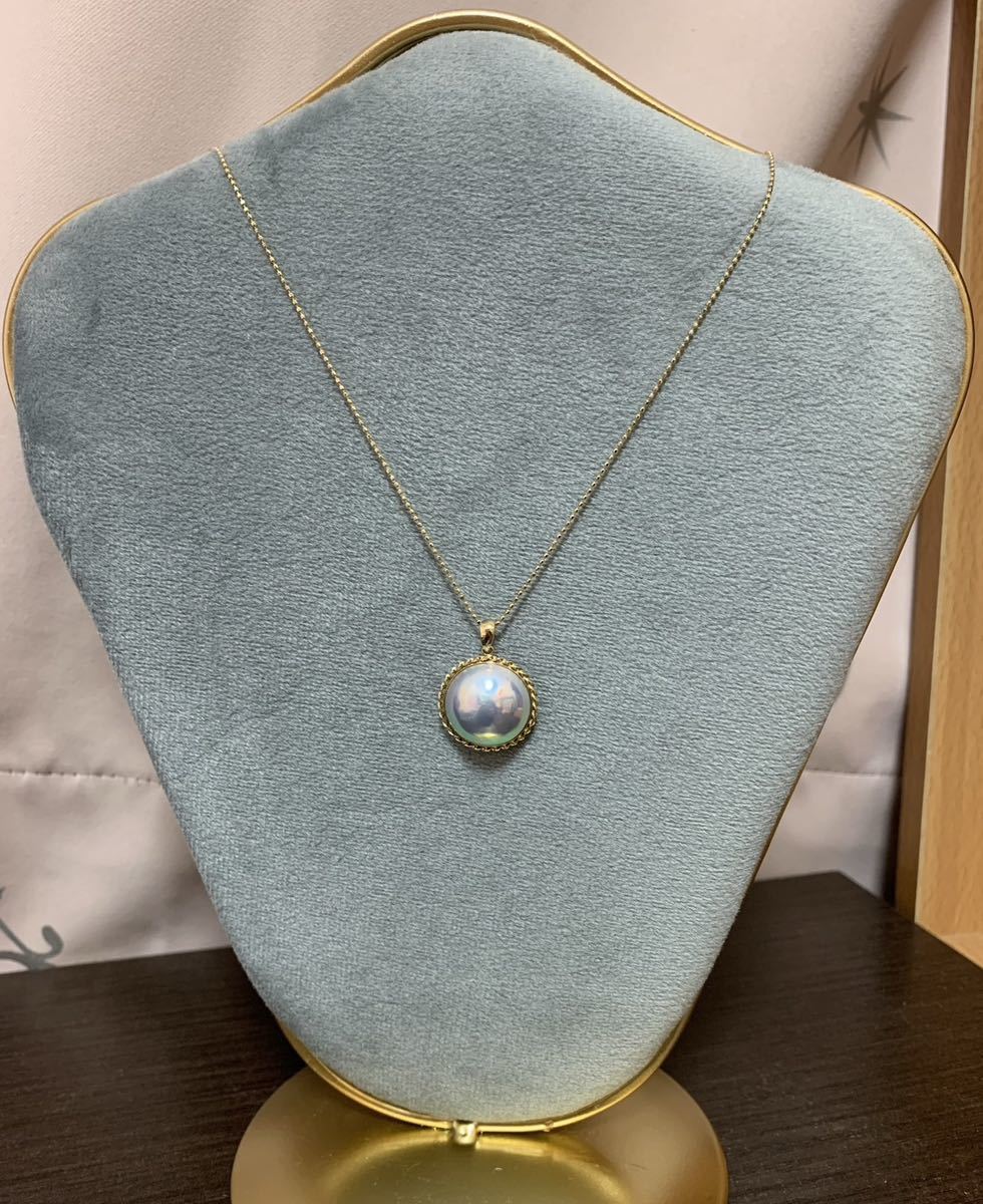 K18 マベパール ペンダントトップ 奄美産 レインボーカラー 本真珠