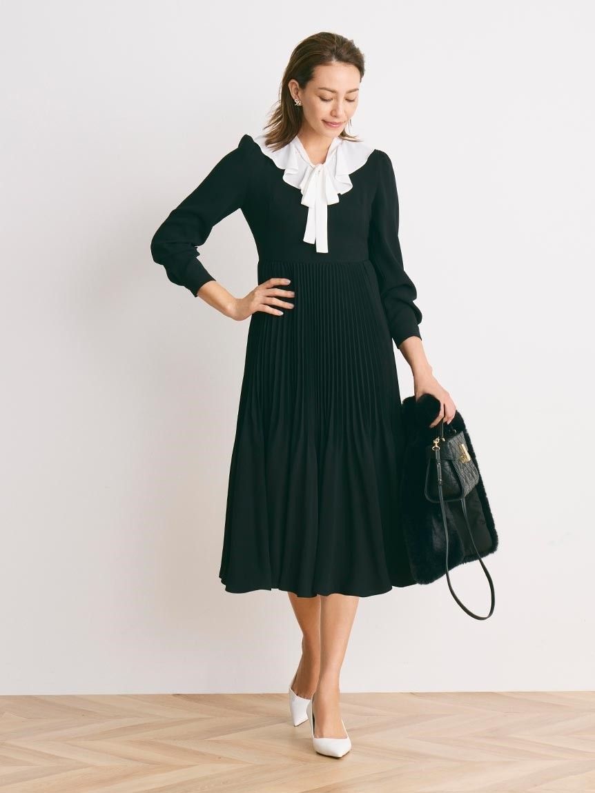 CELFORD セルフォード ボウタイプリーツワンピース ロングワンピース