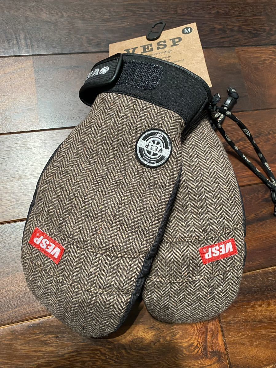 ★ べスプ VESP スノーボード グラトリ ミトン グローブ WOOL MITTEN VPMG1014W 【22-23モデル】ブラウン sizeM 新品未使用タグ付 手袋_画像1