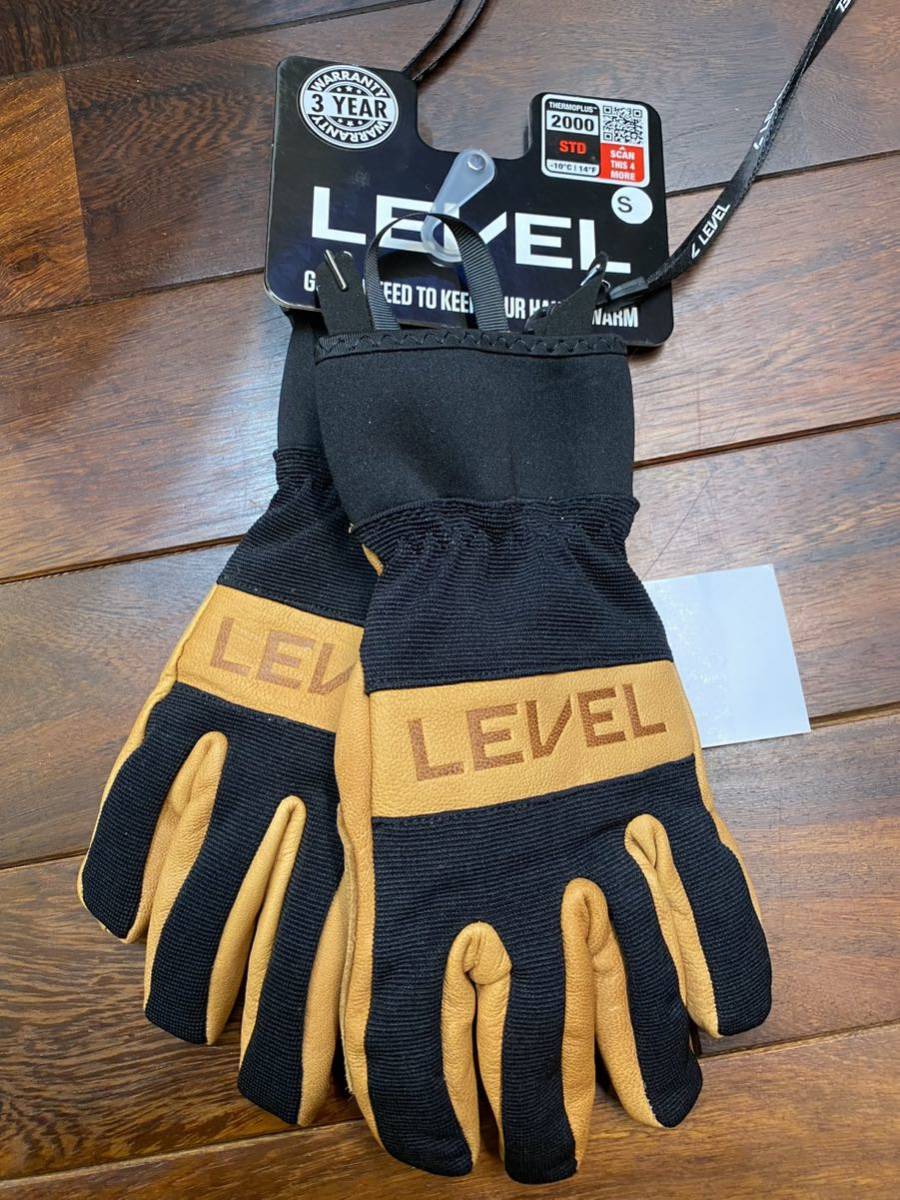 ★ LEVEL GLOVES レベルグローブ スノーグローブ sizeS ブラック×ブラウン 新品未使用タグ付 イタリアデザイン スキー スノーボード_画像1