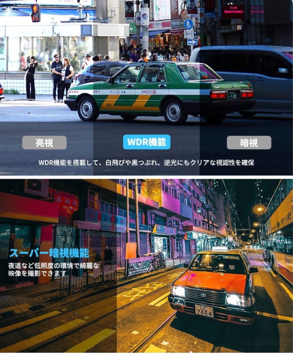 ドライブレコーダー 前後カメラ 1080P フルHD画質 360°回転リアカメラ