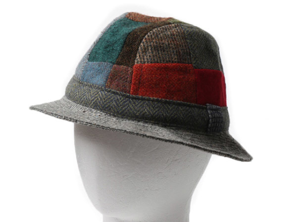 アイルランド製 ■ SHANDON ツイード ウール パッチワーク 中折れ ハット ( メンズ レディース L ) 古着 帽子 ドネガルツイード ビンテージ