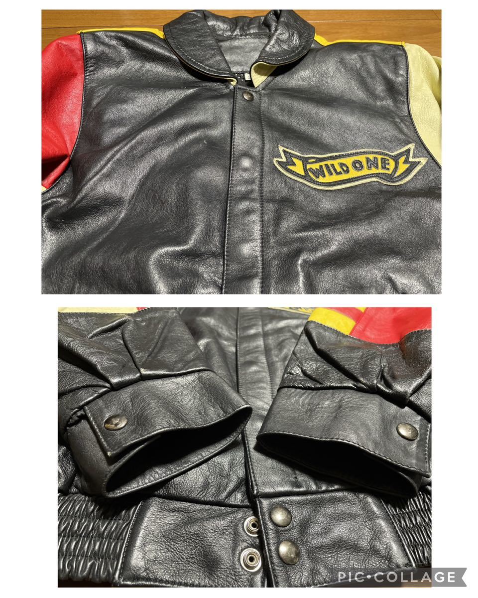 美品 90s vintage MICKEY ビッグロゴ オールレザージャケット | www