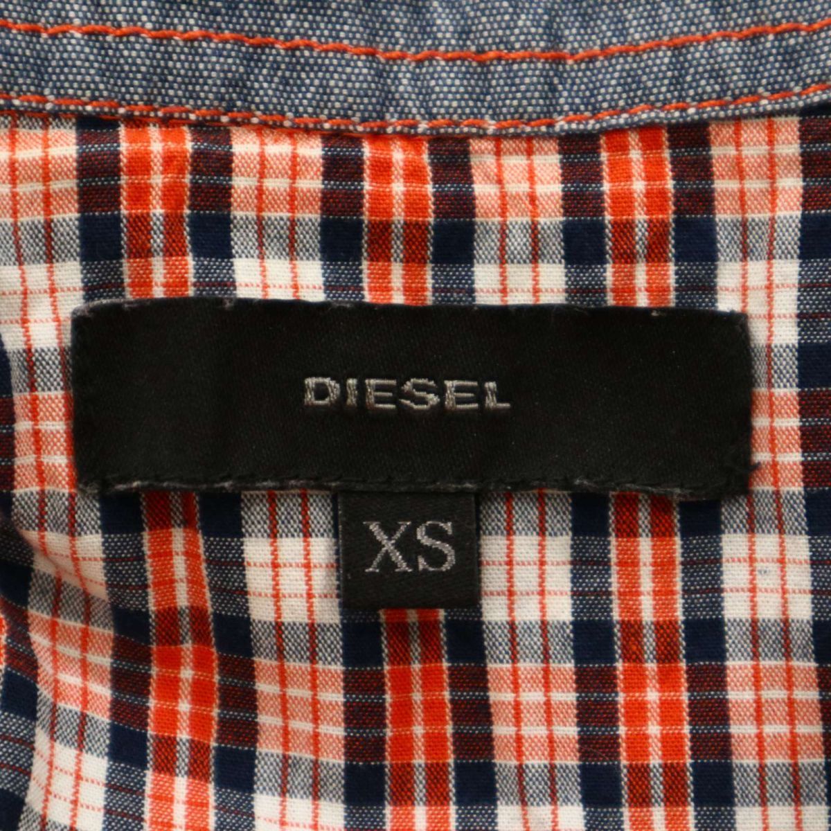 DIESEL ディーゼル 通年 長袖 胸ロゴ★ インド綿 ウエスタン チェック シャツ Sz.XS　メンズ　C3T00833_2#C_画像6