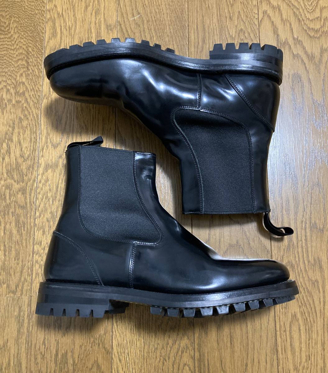 beautiful goods *[Sulvam×Tricker\'s] 19AW regular price 107,800 BOOKBINDER glass leather side-gore boots 7 black cow leather M8001 monkey bam Tricker's 