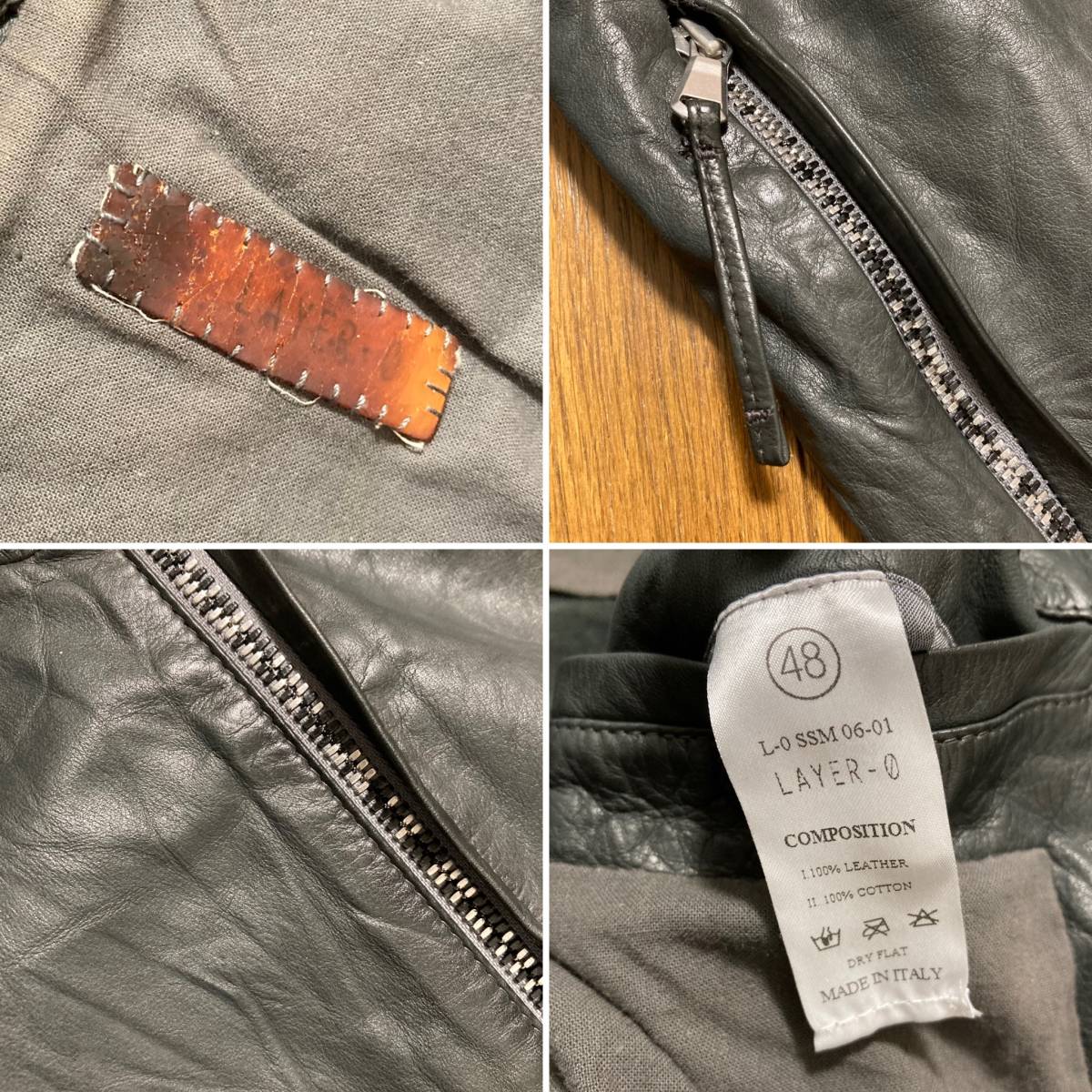 [LAYER-0] 06SS the first period H JACKET washer bru leather jacket Single Rider's 48 original leather Italy made re year Zero 