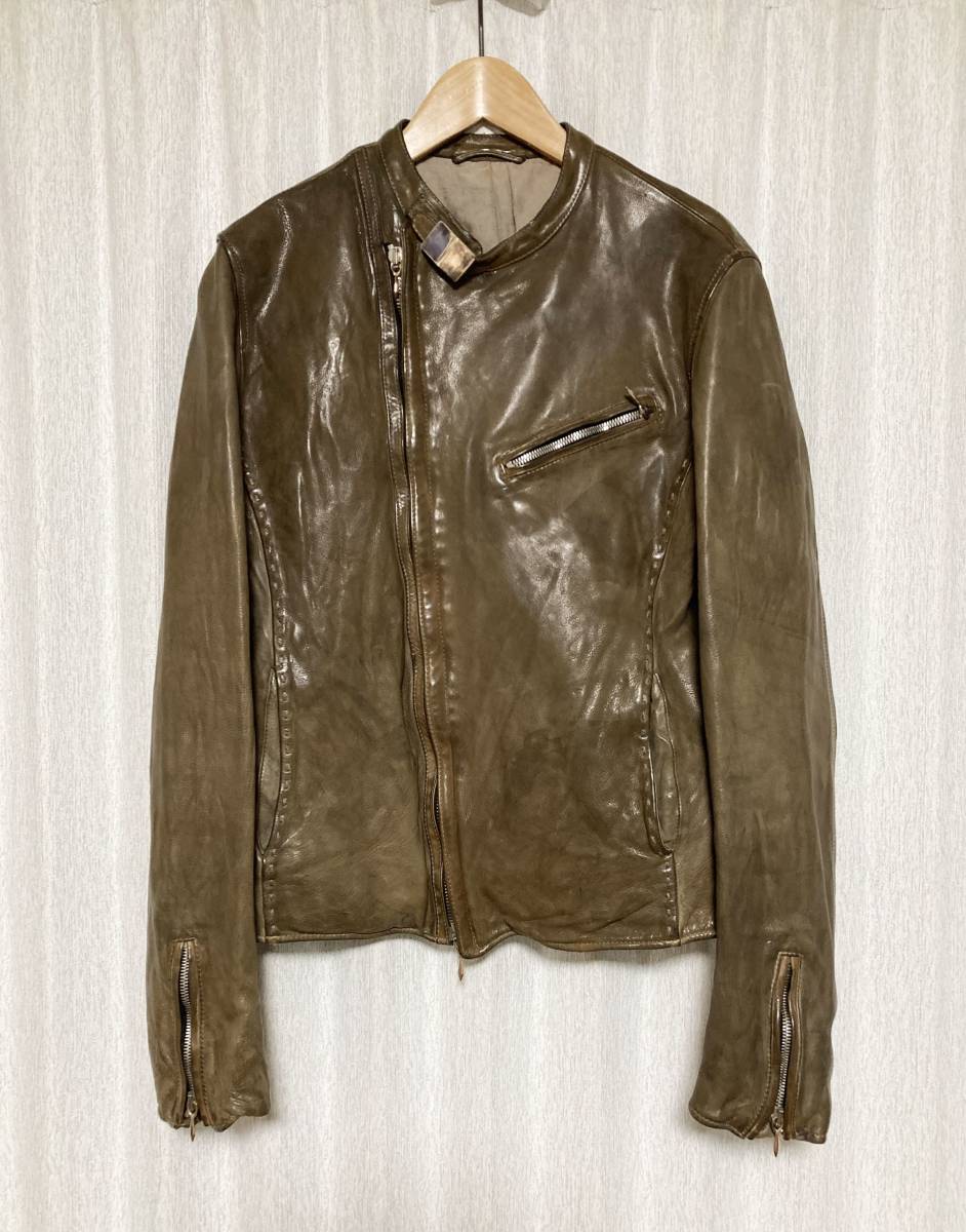 [Incarnation] GUIDI exclusive BANDNECK OILCALFo dolphin - fugu iti leather jacket Rider's S Italy made in carnation 