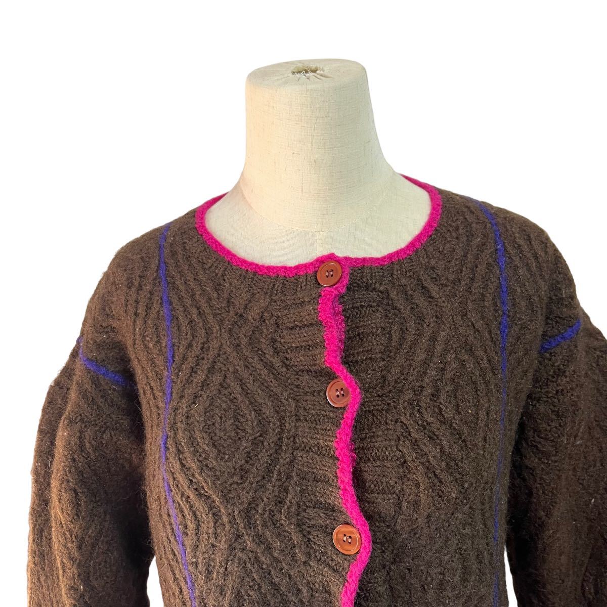 1970s】ビンテージ ニットカーディガン ハンドメイド カラフル