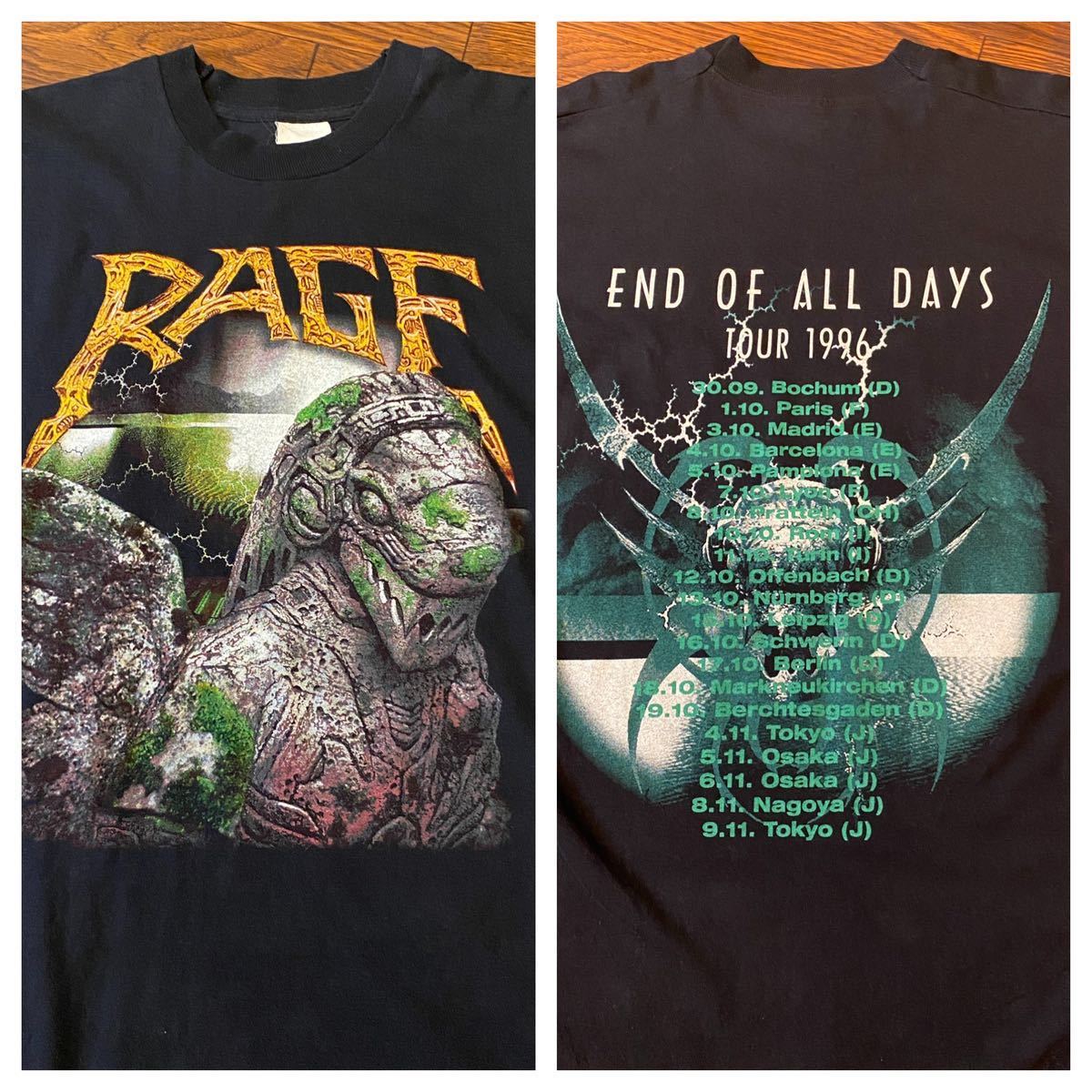 90s/RAGE レイジ/日本ツアー　Tシャツ/End of All days/IRON MAIDEN/Gamma Ray/METALLICA/Blind Guardian/OVERKILL/ANTHRAX/megadeth_画像1