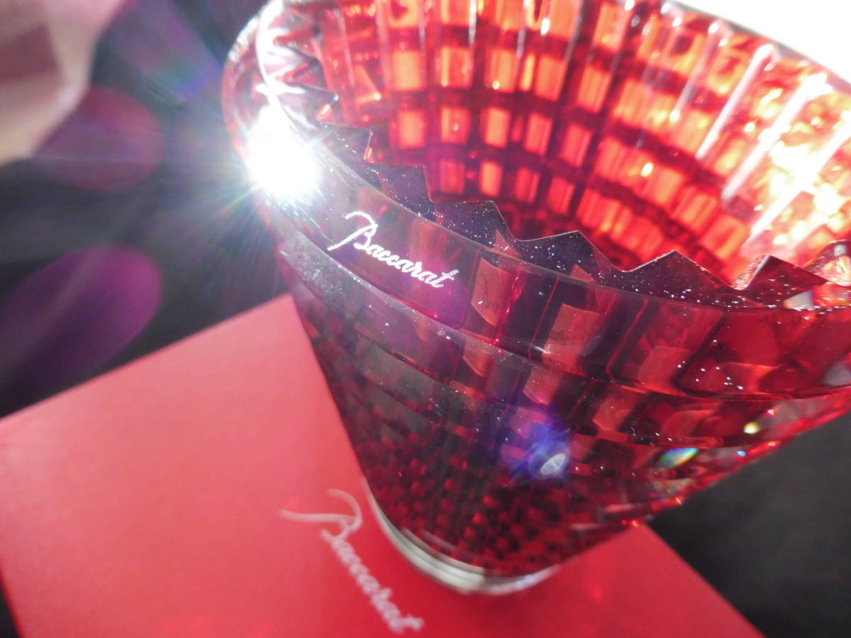 新品箱付 Baccarat バカラ レッド フラワーベース アイベース 花瓶