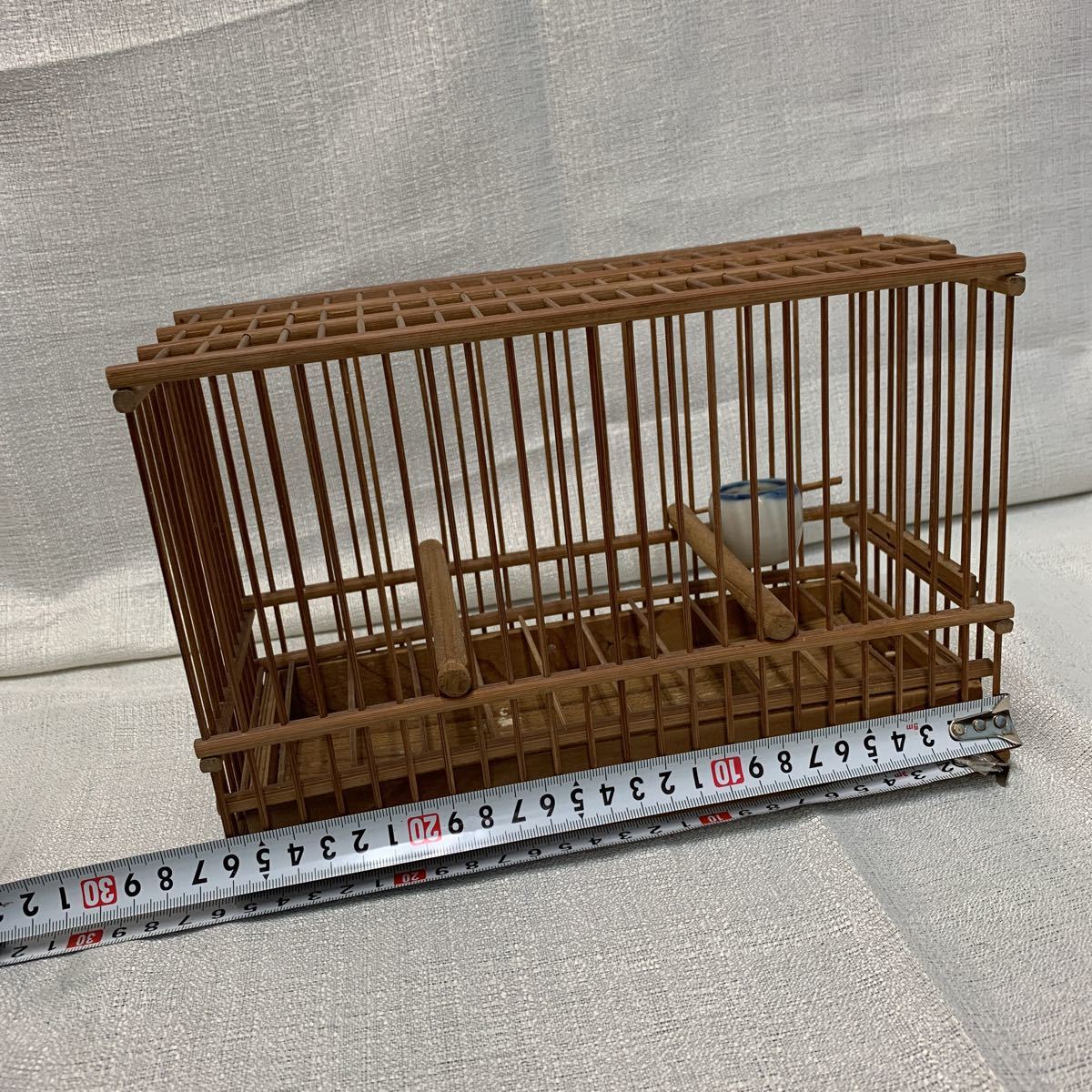 鳥籠 鳥かご アンティーク　日本製　竹製 26×18×13cm_画像5