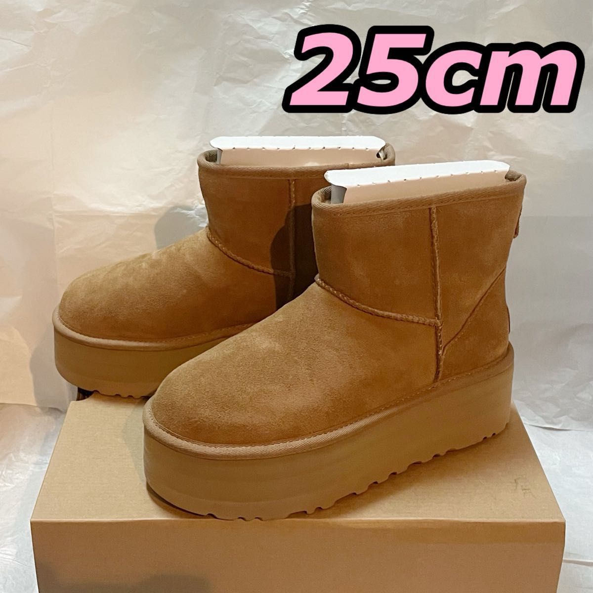 UGG クラシック ミニ プラットフォーム チェスナット 厚底 ブーツ 茶色