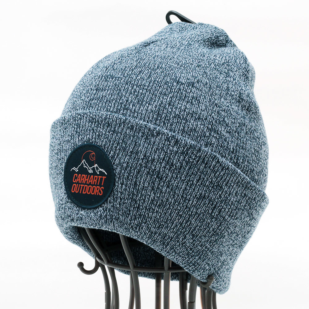 ニットキャップ 帽子 メンズ カーハート Carhartt Knit Outdoor Patch Beanie ブルー系 105518-NBLU-ABM USA ワークウェアブランド_Blue/Alpine Blue Marl