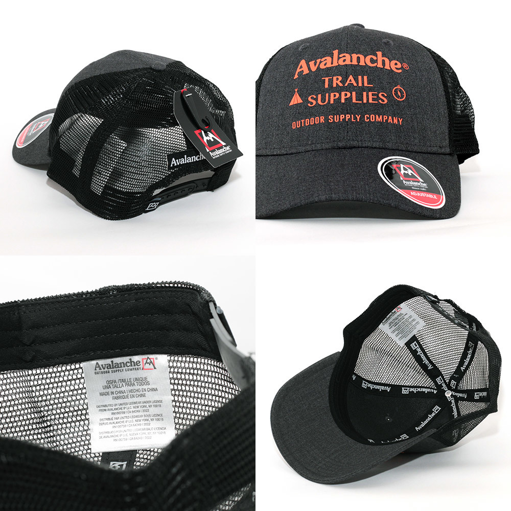 メッシュキャップ 帽子 メンズ アバランチ Avalanche Trail Supplies Trucker Hat ダークグレー 1RTGX アジャスタブル USA_Product Details