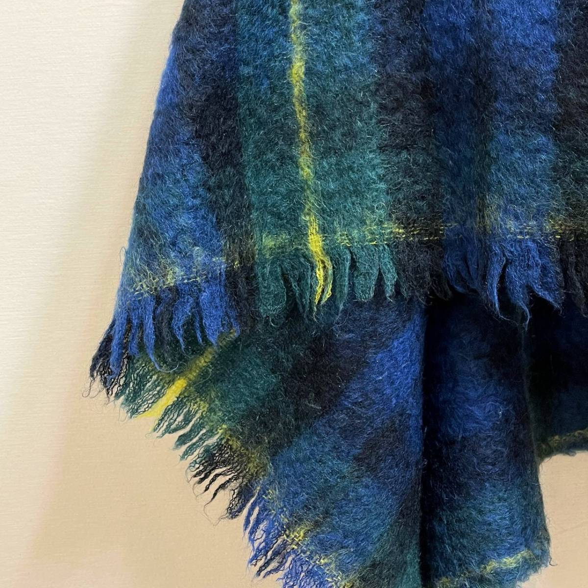 希少《ふっかふか/Mohair100%》60s70s 極上品【 LIBERTY OF LONDON スコットランド製 モヘア タータンチェック ブランケット ビンテージ】_画像3