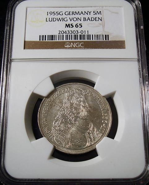 西ドイツ 1955年G NGC MS65 ルートヴィッヒ生誕300周年記念 5マルク ...