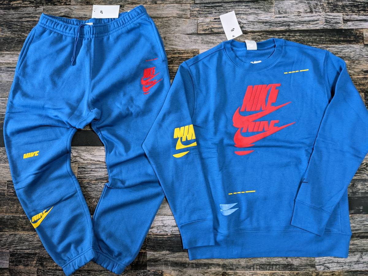 残少 XXL ナイキ 全面ロゴ フリース クルー ジョガーパンツ 上下セット