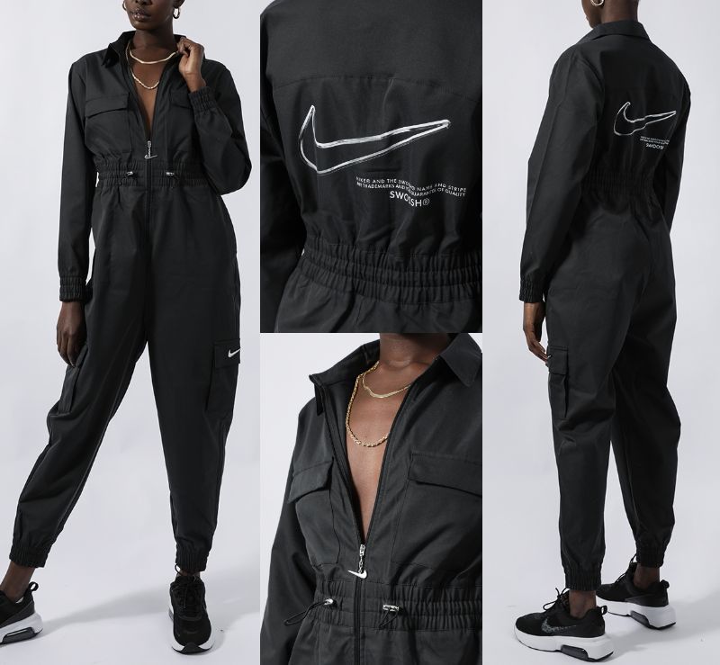  last S NIKE WMNS SWOOSH Jump suit inspection Nike sushu lady's coveralls all-in-one overall overall black / black 