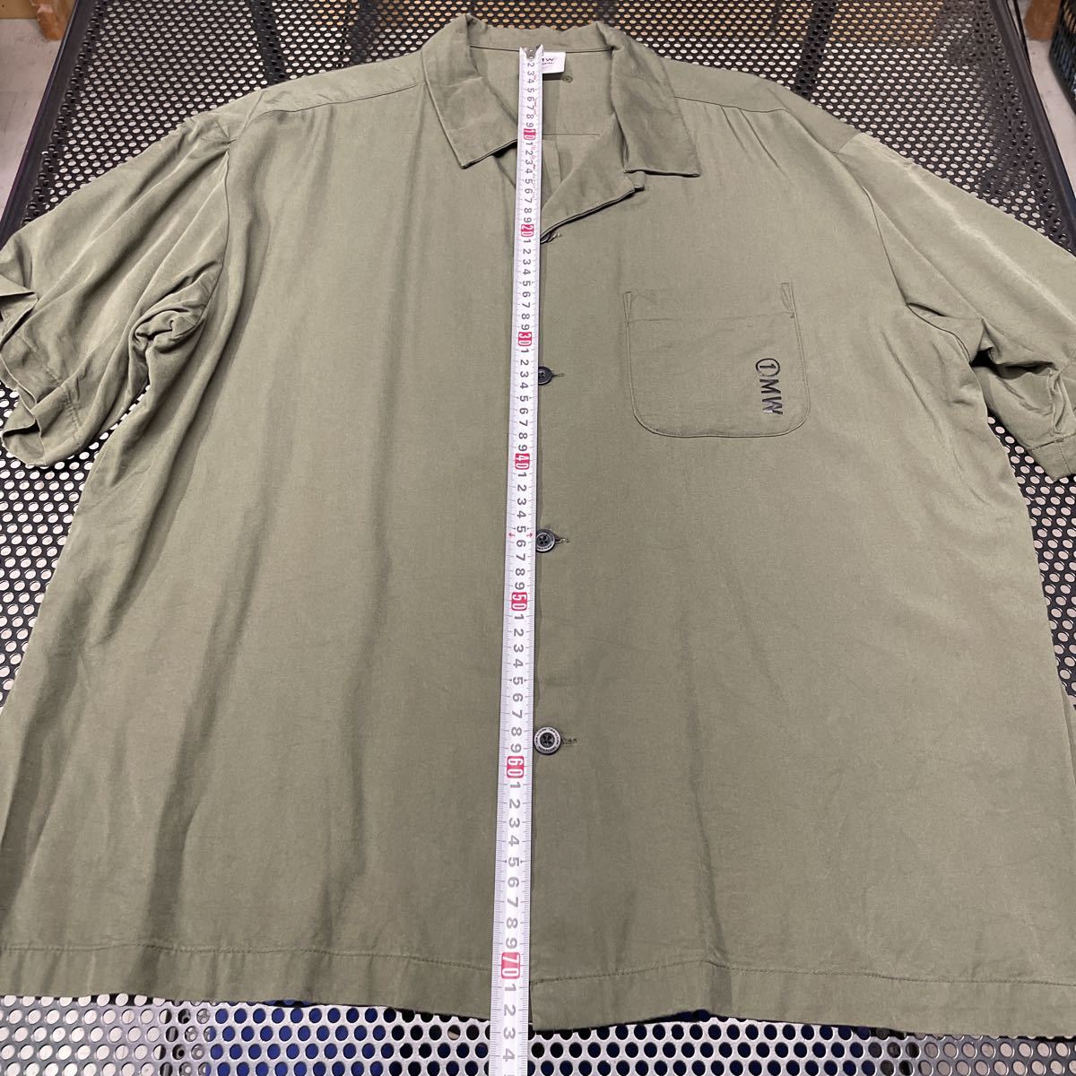 11MW soph 半袖シャツ グリーン XLサイズ 全体的に使用感あり_画像3
