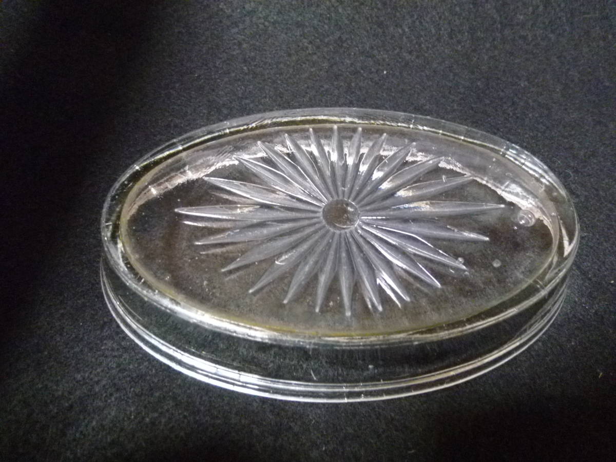 明治～大正時代 分厚いプレスガラス 楕円皿 その2 (検）バカラ 薩摩切子 江戸ガラスの画像5