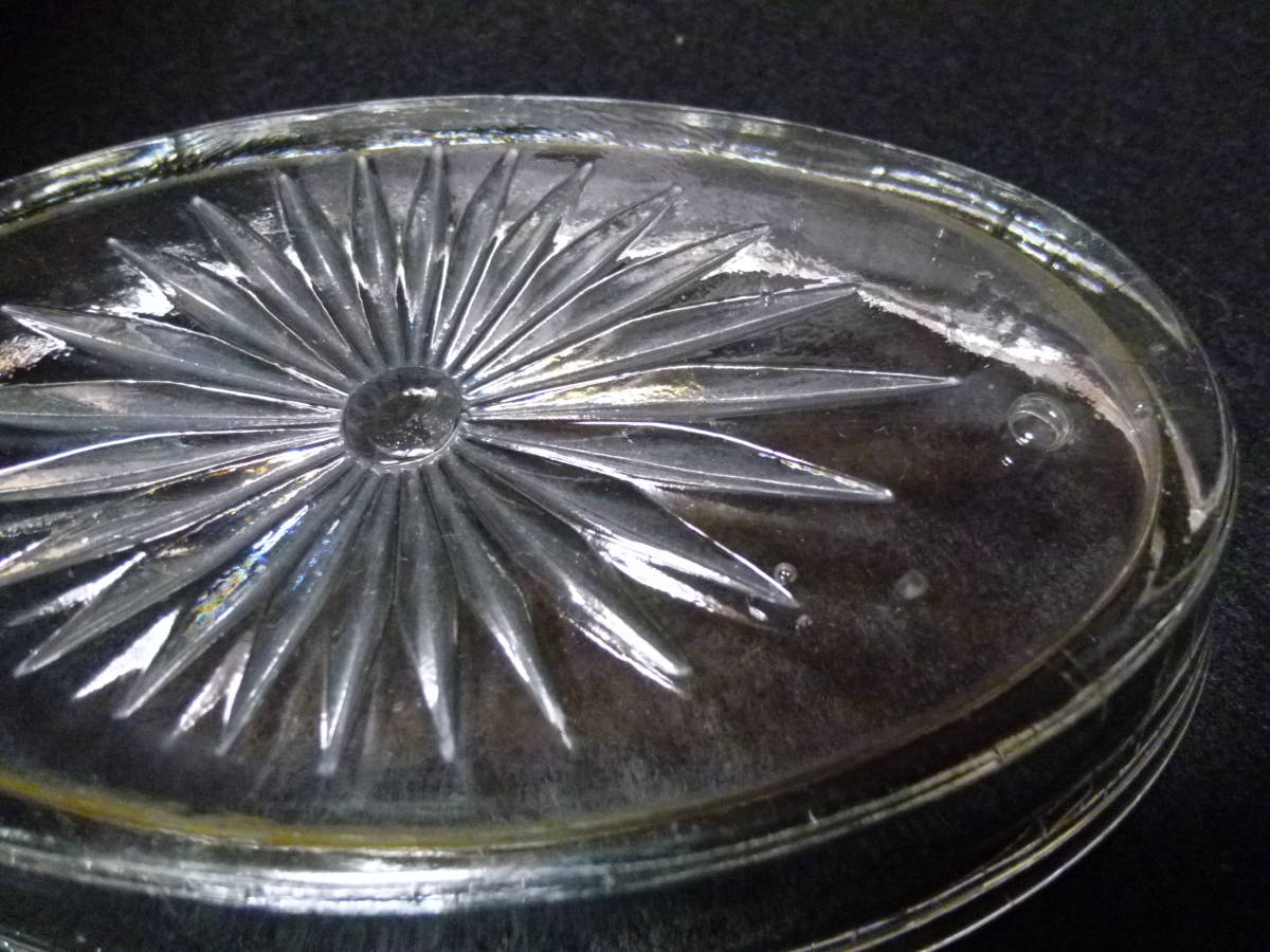 明治～大正時代 分厚いプレスガラス 楕円皿 その2 (検）バカラ 薩摩切子 江戸ガラスの画像6
