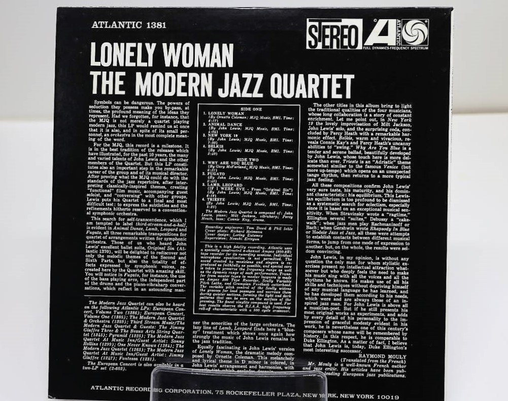 [TK2378LP] LP The Modern Jazz Quartet/LONELY WOMAN（淋しい女） 国内盤 準美品 ライナーノーツ jazz・forever1500シリーズ_画像3