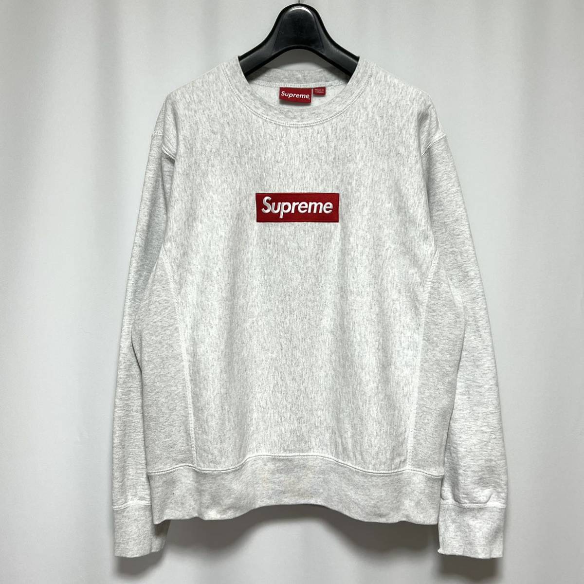 美品 18AW Supreme Box Logo Crewneck Ash Grey シュプリーム ボックス