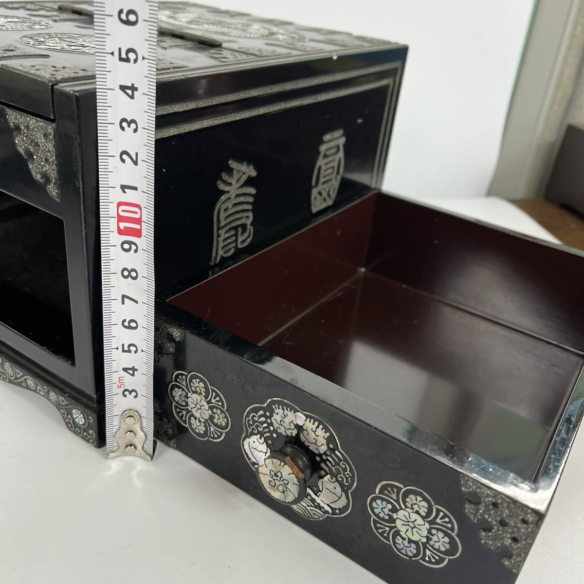 中国 螺鈿 メイクBOX 箱 コスメ 化粧箱 綺麗 骨董 豪華-