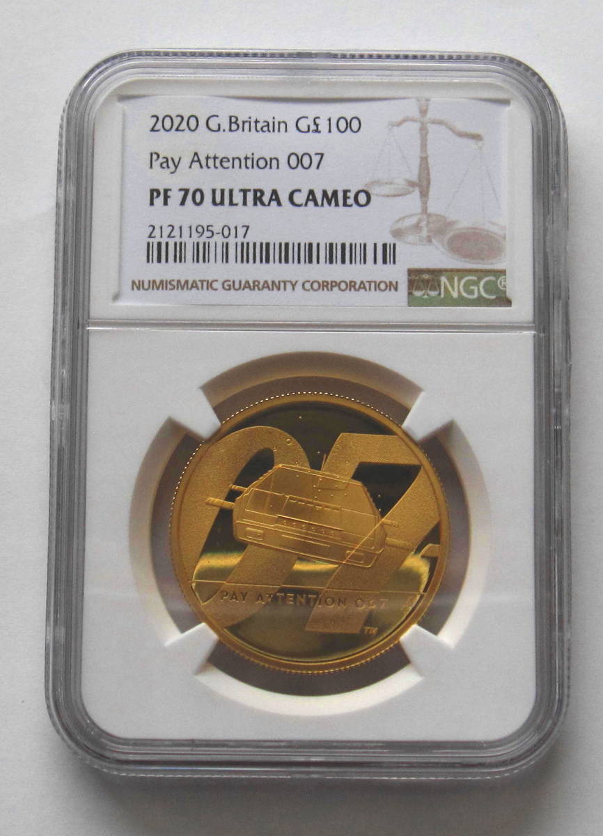 【最高鑑定金貨】イギリス007ジェームズボンド100ポンド金貨NGC・PF70元箱＆COA付　美品！_画像1