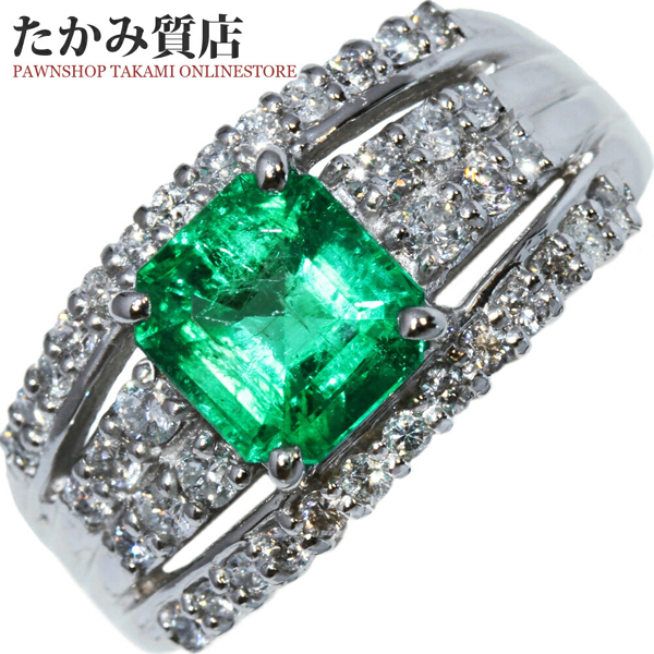 ☆0.18ct☆エメラルド0.55ctダイヤモンドK18リング指輪