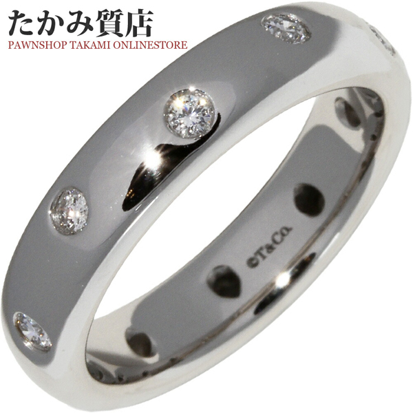 ティファニー 指輪 Pt950 ダイヤ10P(0.22ct) ドッツバンドリング-