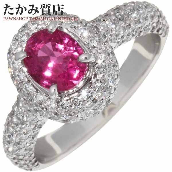 最旬ダウン 指輪 ダイヤ1.066ct ルビー1.55ct K18WG ルビー