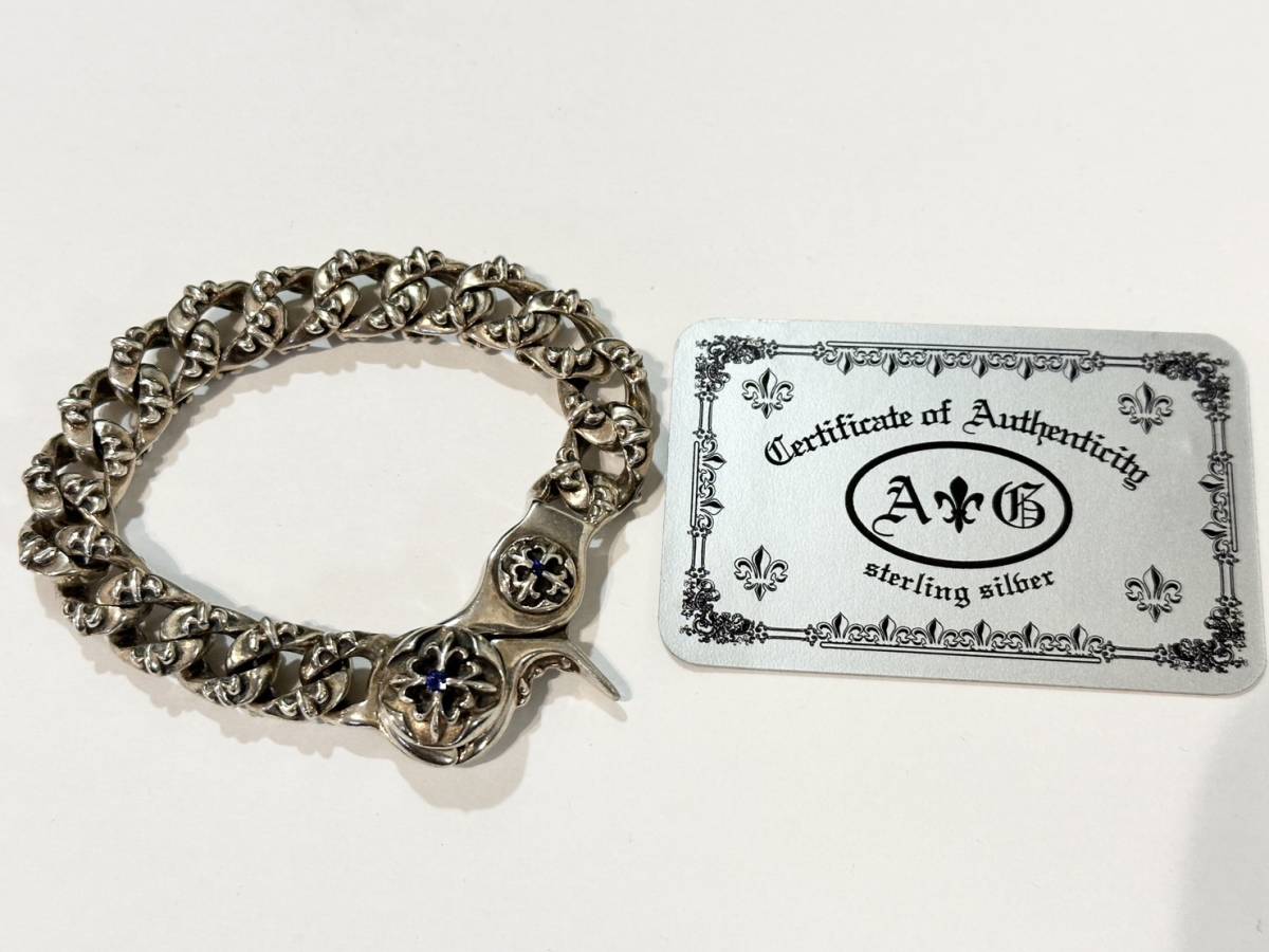 A&G クロス ブレス with サファイア フレア ブレスレット シルバー www