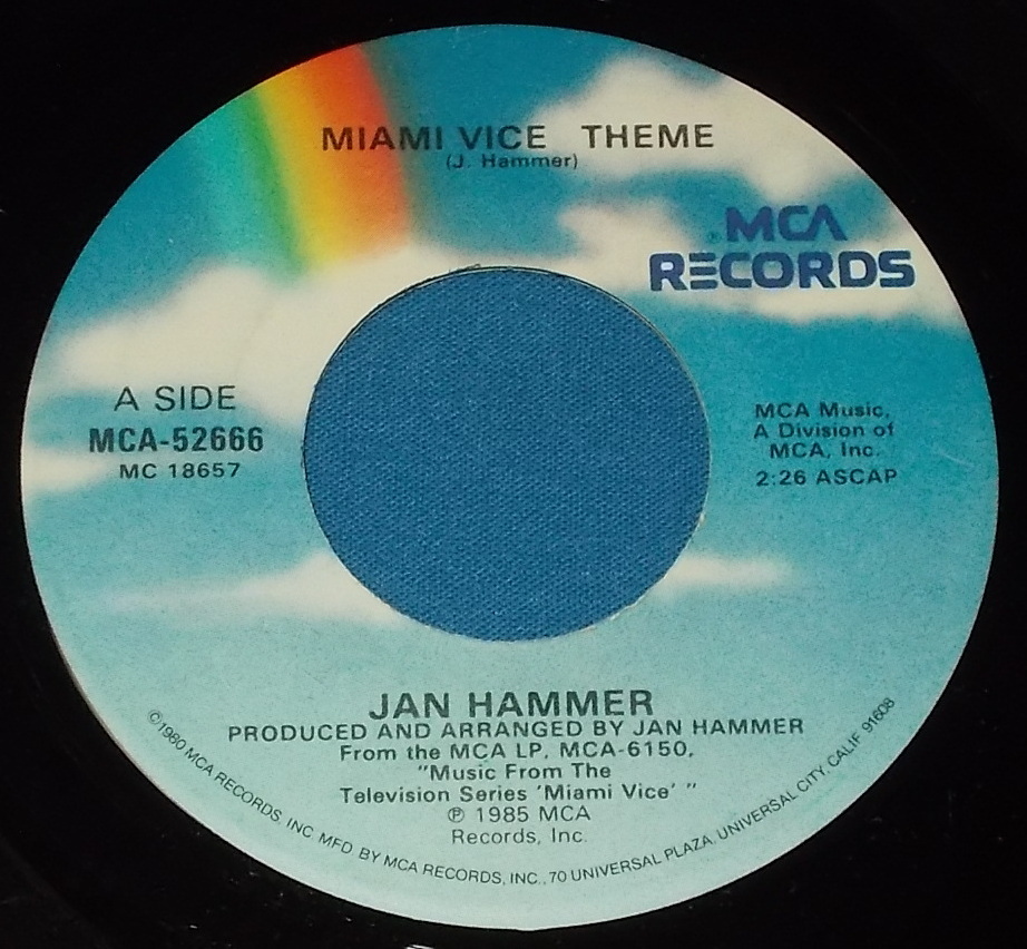 ☆7inch EP★US盤●JAN HAMMER/ヤン・ハマー「Miami Vice Theme/マイアミ・バイスのテーマ」80s名曲!●_画像2