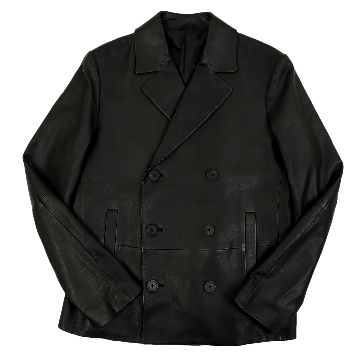 【B2082】【新品同様】【羊革】Calvin Klein カルバンクライン レザージャケット ピーコート オールレザー サイズ36 【B2082】【新品同様】【羊革】Calvin Klein カルバンクライン レザージャケット ピーコート オールレザー サイズ36