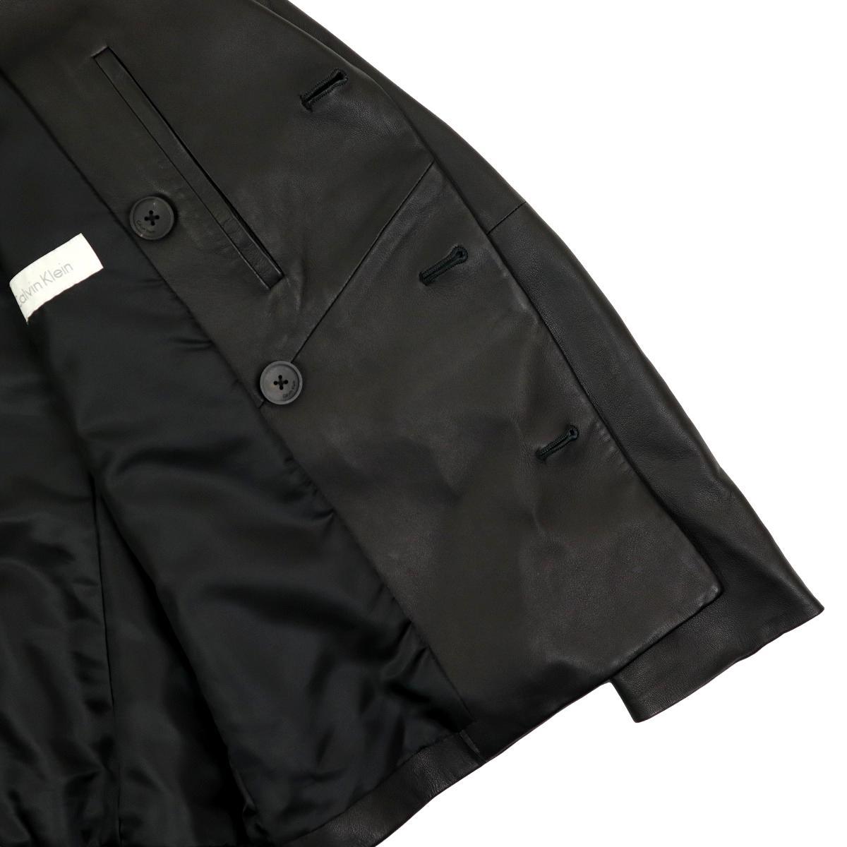 【B2082】【新品同様】【羊革】Calvin Klein カルバンクライン レザージャケット ピーコート オールレザー サイズ36 【B2082】【新品同様】【羊革】Calvin Klein カルバンクライン レザージャケット ピーコート オールレザー サイズ36