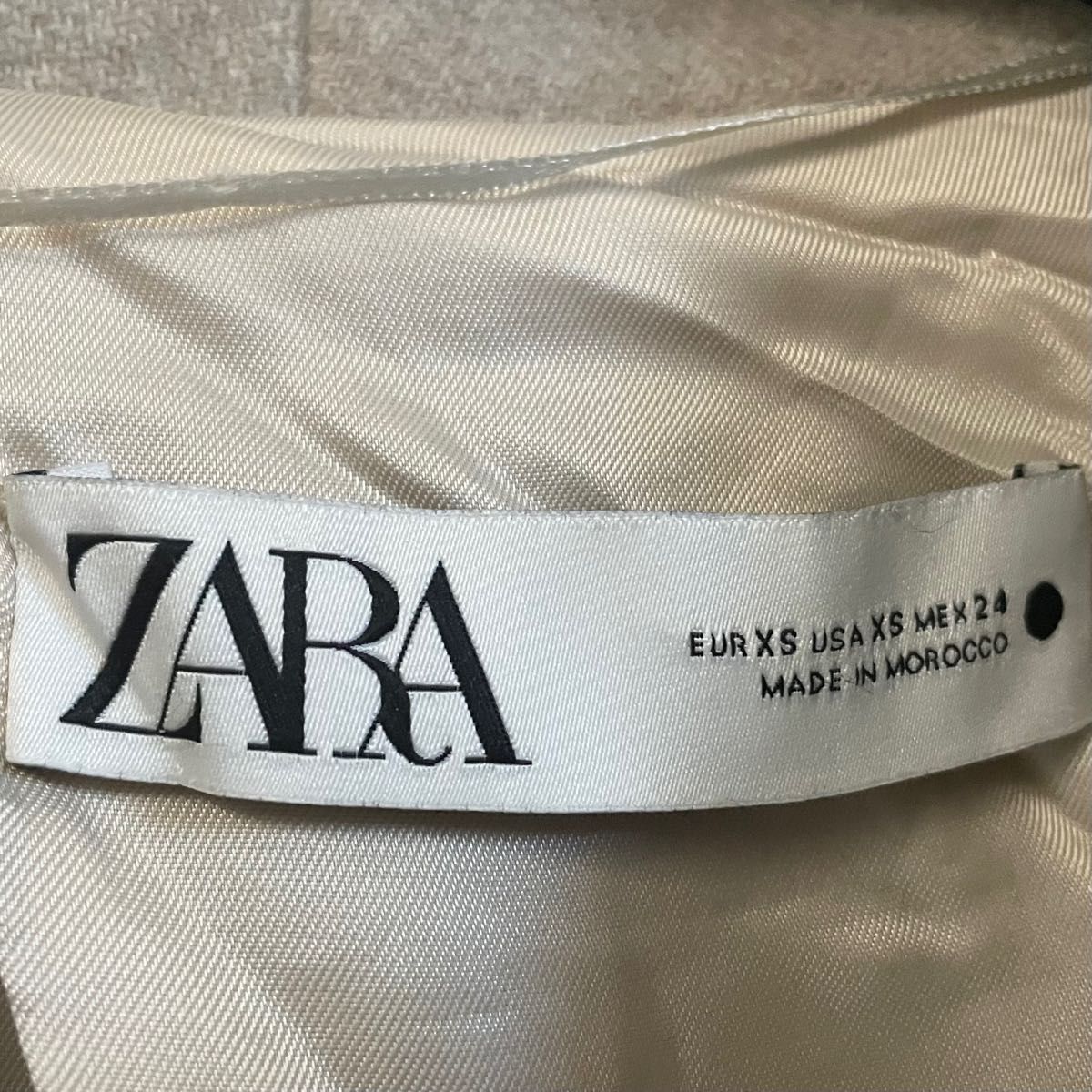 ZARA ザラ ベルト付ウールコートXS ベージュ ロング マキシ ノー ZARA ザラ ベルト付ウールコートXS ベージュ ロング マキシ ノー