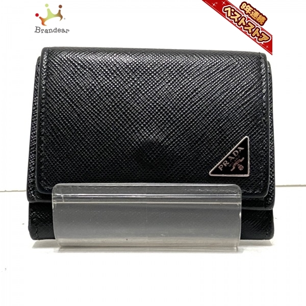 プラダ PRADA 3つ折り財布 - レザー 黒 財布 ファッション ブランド別