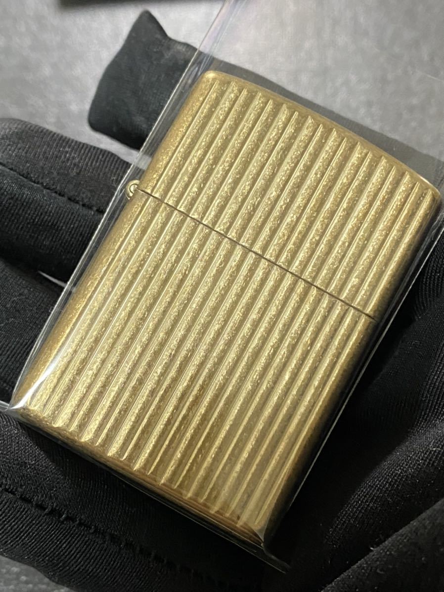 zippo ゴールド アーマー 両面ストライプ刻印 センターロゴ 2014年製-