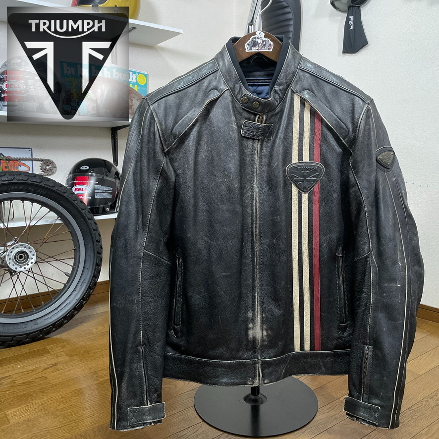 新品限定品】 ヤフオク! - TRIUMPH レザージャケット 牛革 黒38/48